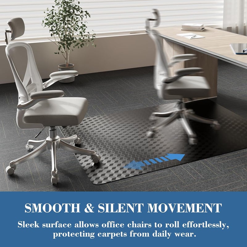 Tydle Chair Mat for Carpet 30"x48" - 3D Geometric Chair Mat for Carpeted Floors, Non-Slip Computer Desk Plastic Floor Mat for Gaming Chairs, Heavy Duty Carpeted Floor Protector for Home Office (Black) - Image 5
